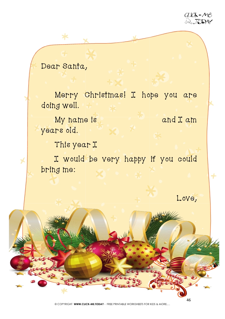 Christmas ready letter to Santa Claus template with text 46